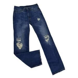Levis Men’s 514 Size 32 X 34 Distressed Jeans Bottom Zip Fly Denim Jean Pants